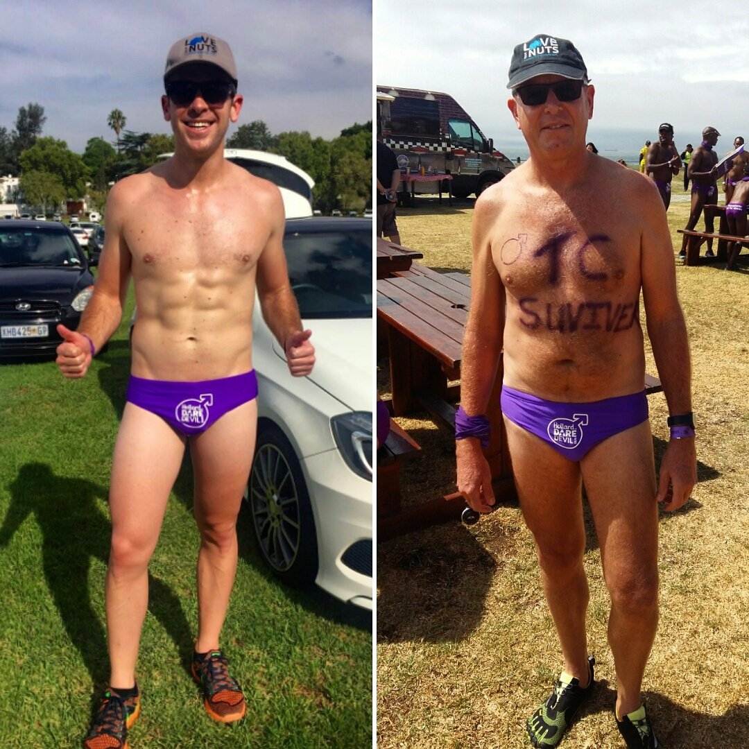 2 cities: Joburg &amp; Cape Town
2 <a href="/Daredevil_Run/">Daredevil Run</a> speedos
2 #loveyournuts caps
1 goal: raising awareness to save lives!