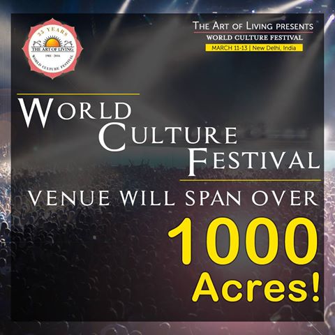 artoflivingusa's tweet photo. The #WorldCultureFestival venue will span over a 1000 Acres!

Witness the magnanimity for yourself! #WCFFacts https://t.co/uOvXoqu9vX