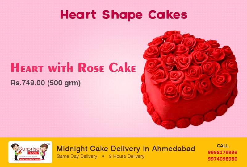 :: Heart with Rose Cake ::
Order now: bit.ly/1Rdu70Q

#Heartshapedcakes #freecakedelivery #SurpriseForU