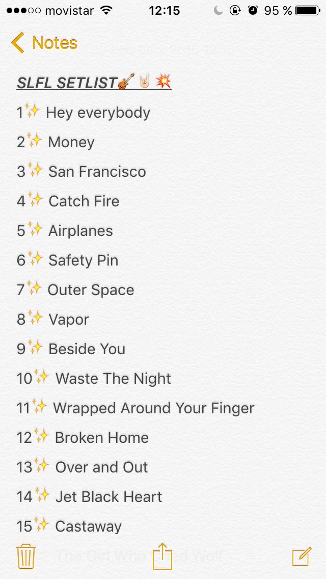 dramaticain's tweet photo. the perfect setlist💁🏼 #SoundsLiveFeelsLive #SLFL @5SOS @Ashton5SOS @Calum5SOS @Michael5SOS @Luke5SOS 🔜🎸🤘🏻💥 https://t.co/GwUDI4HzGV