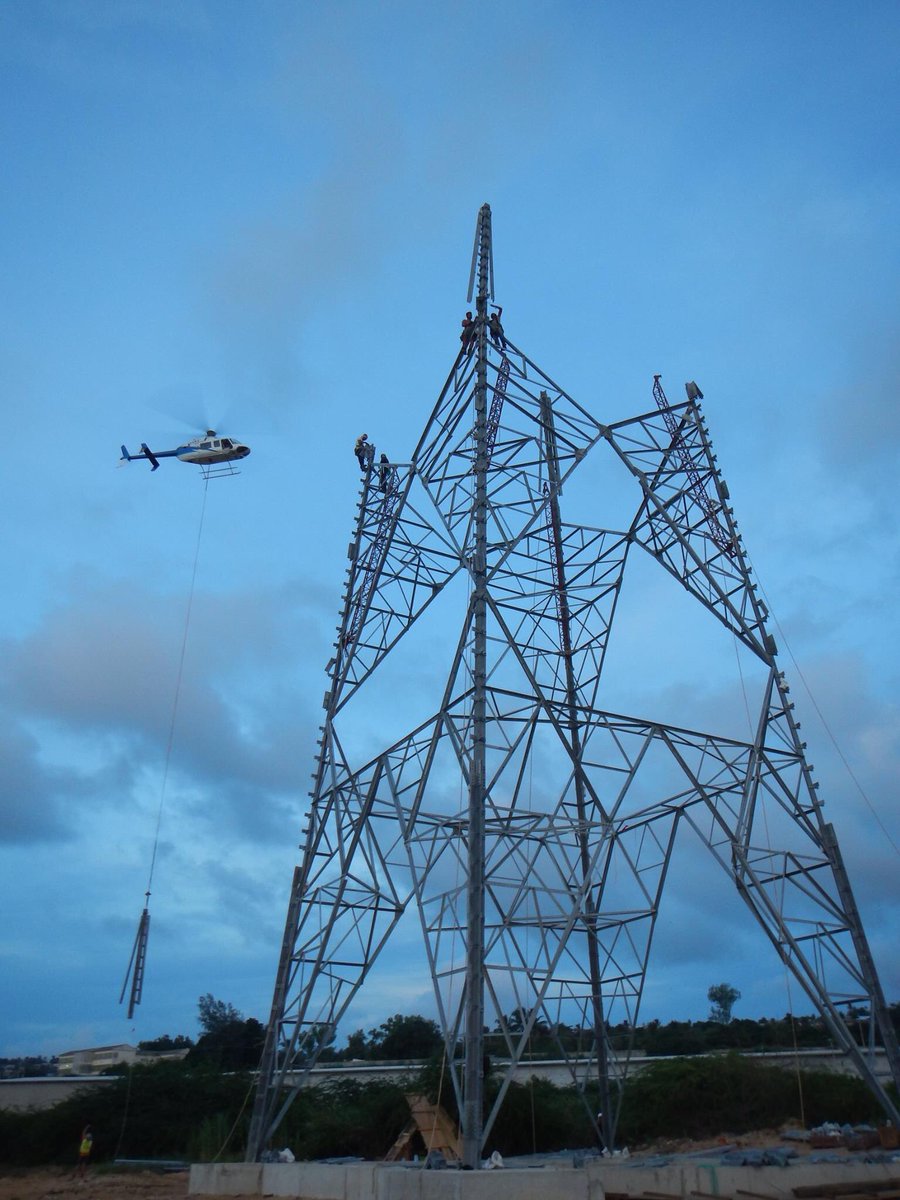 Chopperworx's tweet photo. Chopper Worx performing aerial erection. This 110MT structure is being built on the beautiful shores of Mozambique. https://t.co/q1dzUzQ3ch