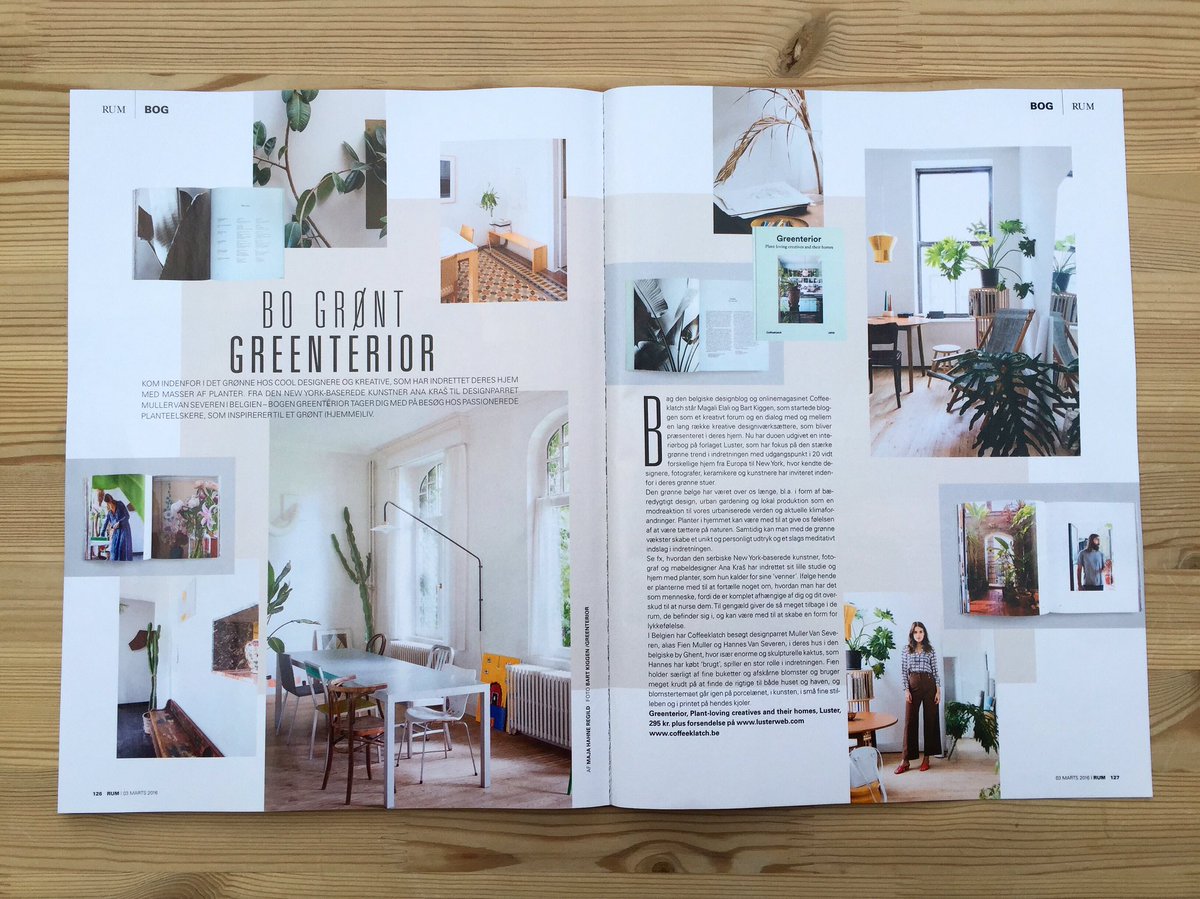 “<a href="/Coffeeklatch_be/">Bart Kiggen</a>: #Greenterior in the this month's Danish interior magazine Rum ”