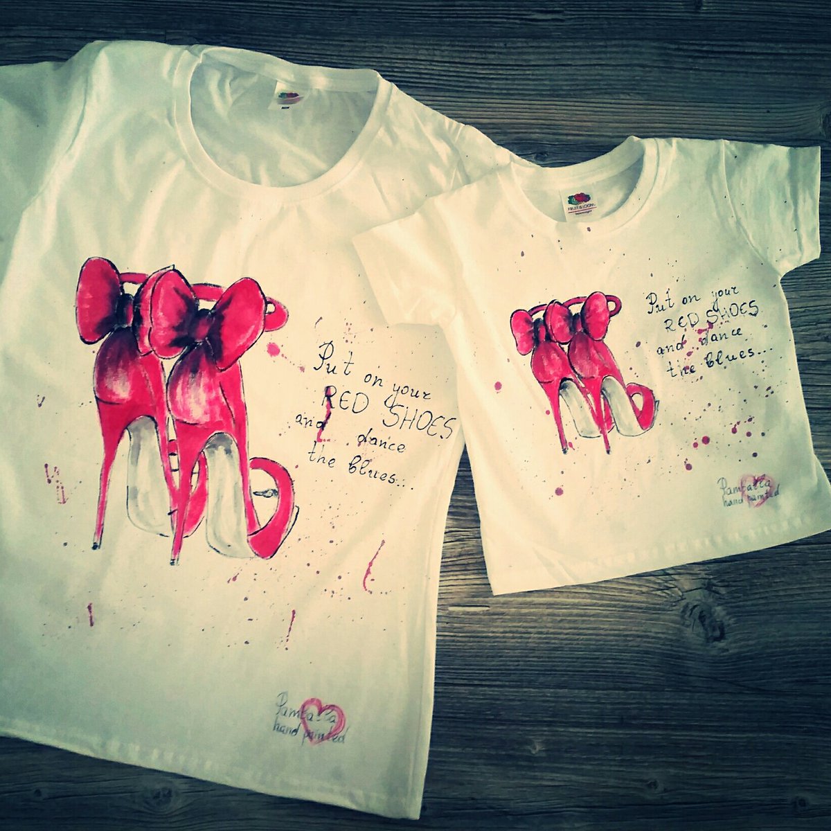 Pamballaa's tweet photo. #handpainted #tishirts #mother&amp;daughter #redshoes https://t.co/czUm8pu0CH
