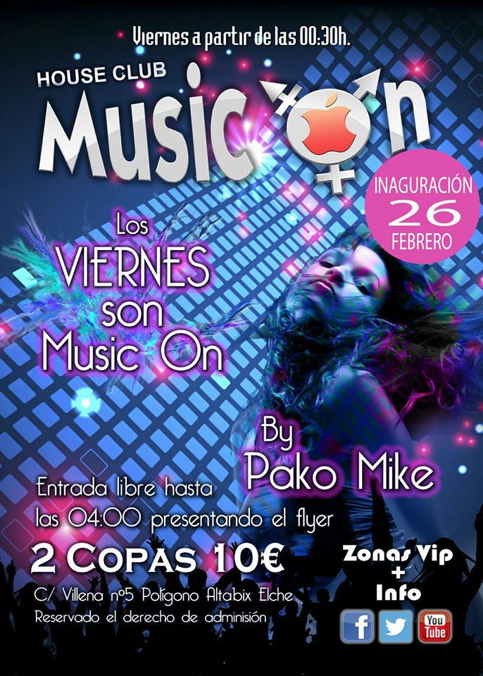 MusicOn_Club's tweet photo. @juanantlibrero Presenta este flyer en la puerta con el móvil y tendrás entrada libre toda la noche o 10€ 2 copas https://t.co/u0pNLYfOoR
