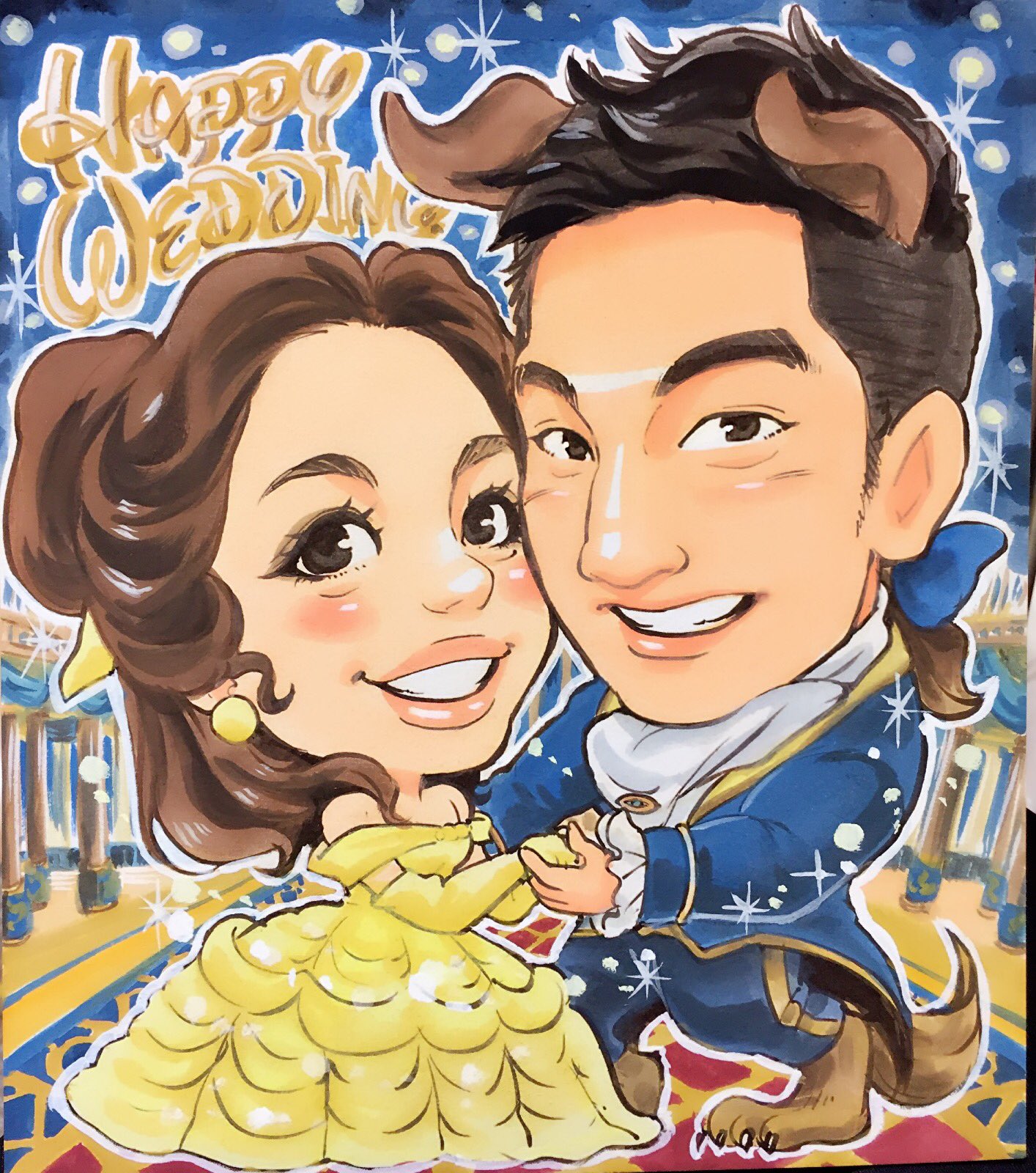 似顔絵ウェルカムボード☆美女と野獣