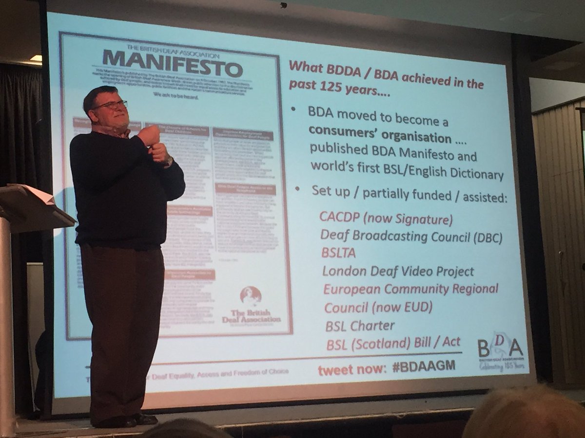 In 1980s, the BDA published the BDA Manifesto and the world's 1st #BSL / English dictionary! #BDAAGM