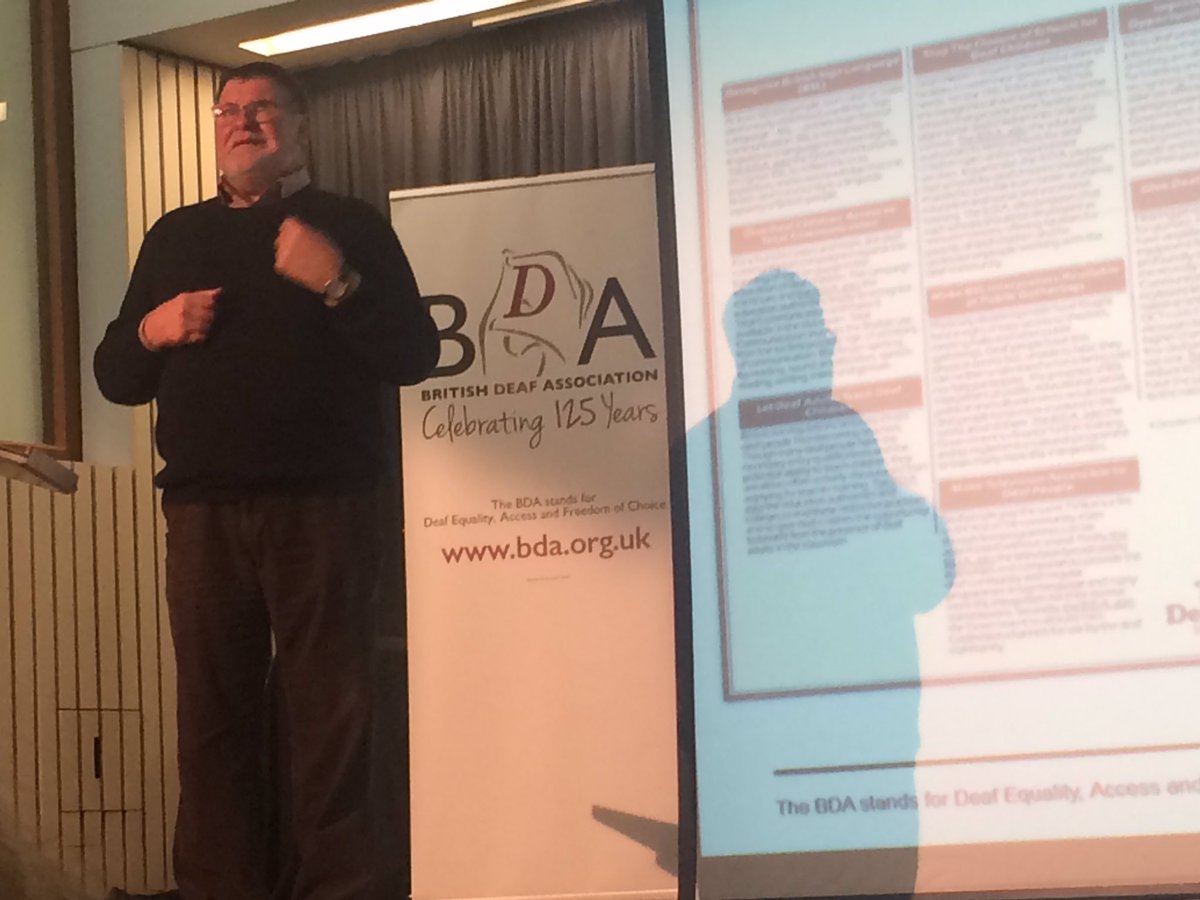 Great to see Murray Holmes giving a keynote address <a href="/BDA_Deaf/">British Deaf Association</a> #BDAAGM
