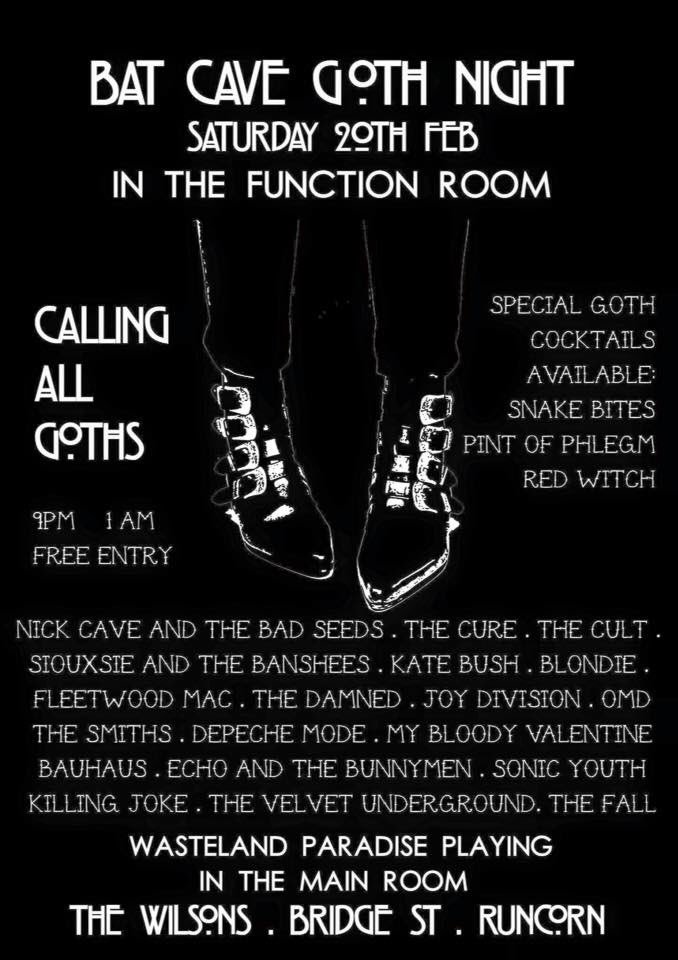 TheWilsonsHotel's tweet photo. 👀 get your eyeliner out &amp; come on down tonight to the bat cave goth night in the function room #10pmix #thewilsons https://t.co/1nRIBJXyB6