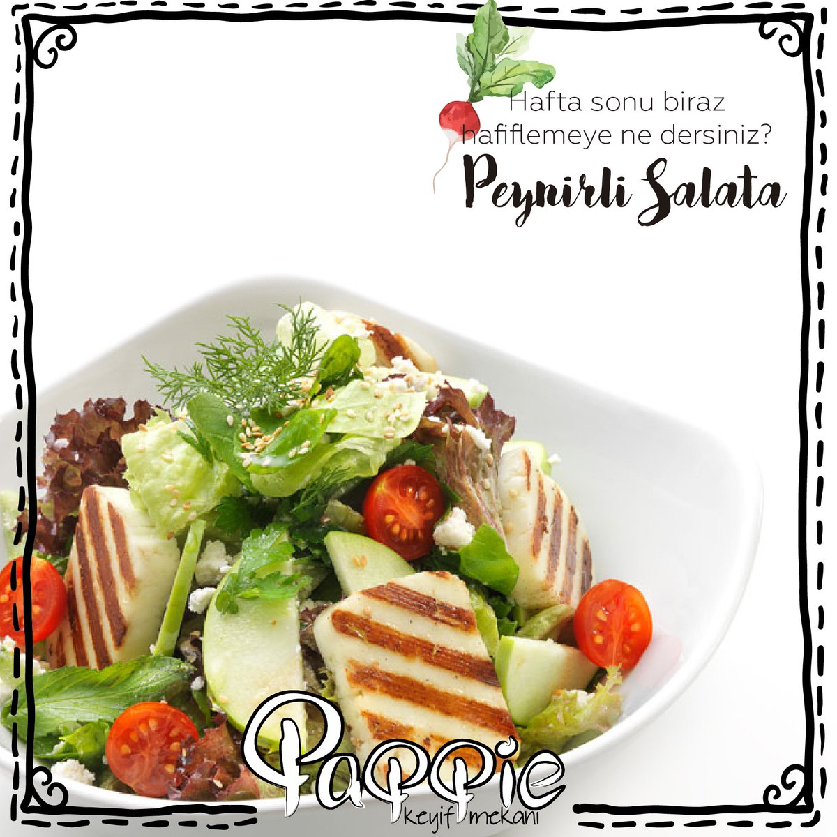 Hafta sonu biraz hafiflemeye nedersiniz ? #peynirlisalata #pappiekeyif