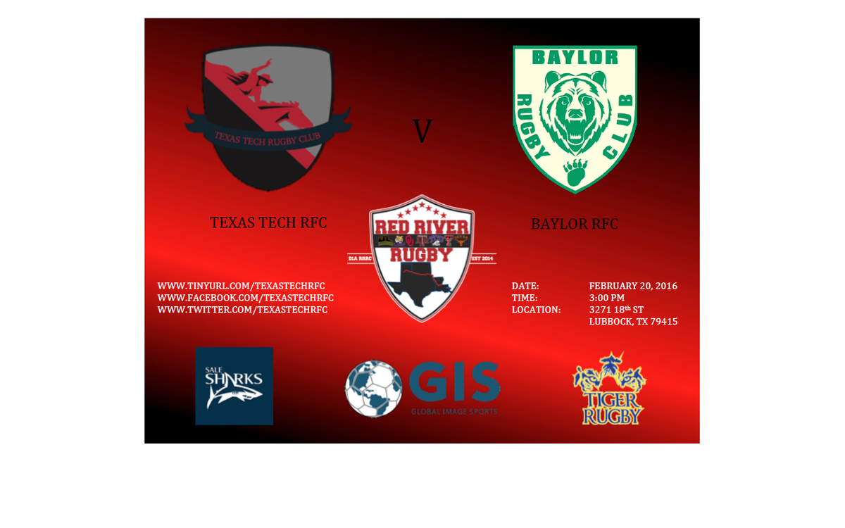 texastechrfc's tweet photo. Your Texas Tech RFC kicks off against Baylor Rugby today, in Lubbock, at 3:00!! We'll see you there! #techrugby https://t.co/Qkx8gUIrNJ