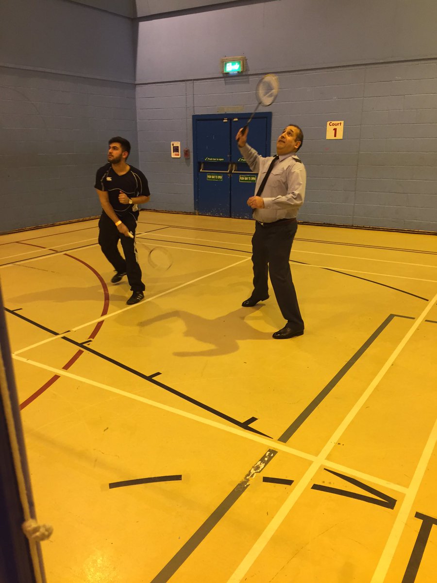 nhsf_uk's tweet photo. Sqn Ldr Anil Chauhan getting involved in the badminton earlier on @RoyalAirForce #SportsComp16 https://t.co/EWRufoBVo3
