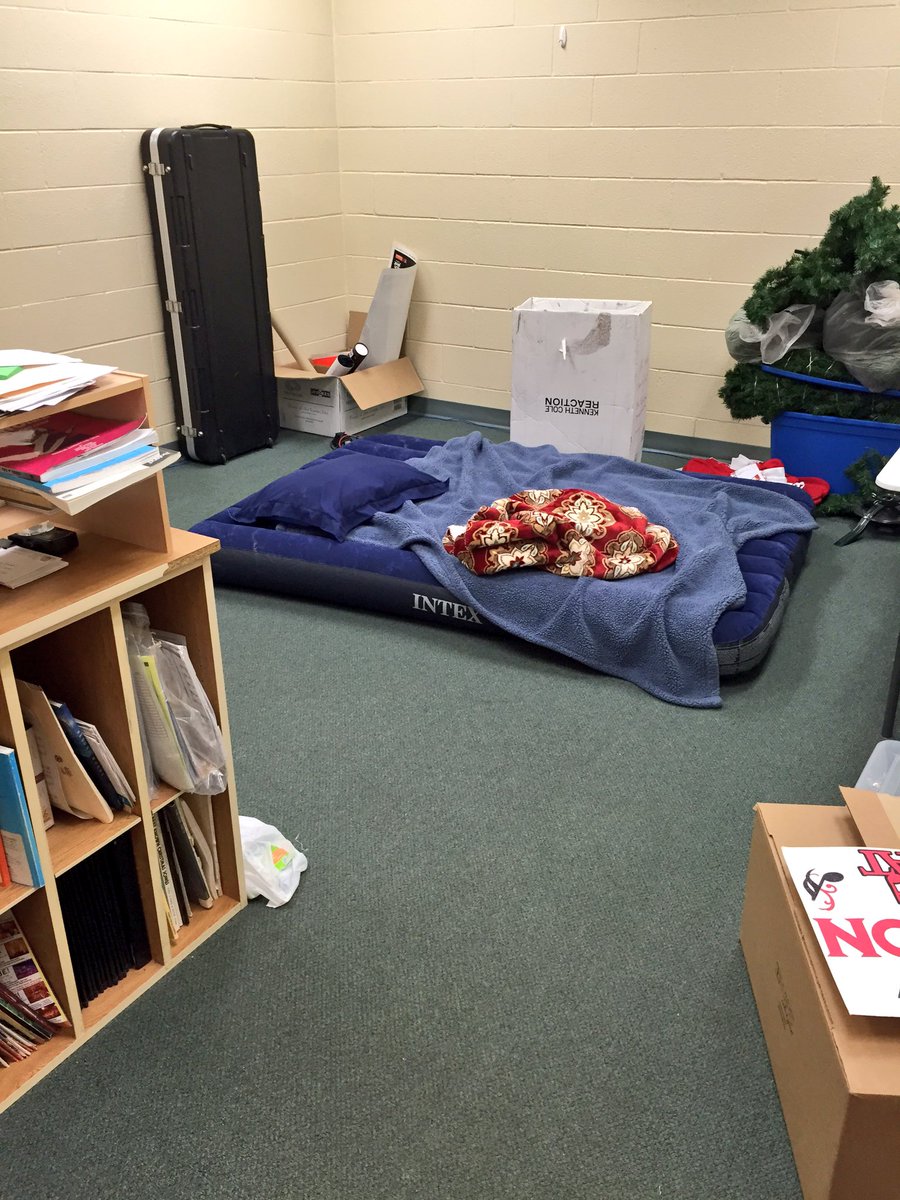 MrsSimonsSays15's tweet photo. Show choir season just reached a whole other level. #sleepinginmyoffice #4amcall #bringiton https://t.co/lC7b7np9lc