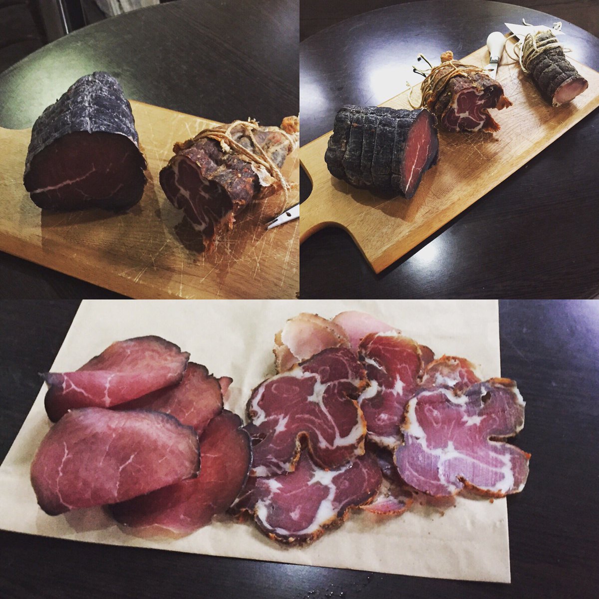 saddwinevault's tweet photo. New @ the vault! Saddleworth #Charcuterie now available
#Bresaola (beef)
#Coppa (pork)
Black peppered #Salami (pork) https://t.co/PBzkwBJ9Ye
