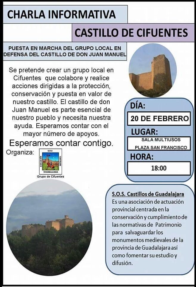 Recuerda: Hoy en el Cine San Francisco de Cifuentes reunión para salvar el #CastillodeCifuentes