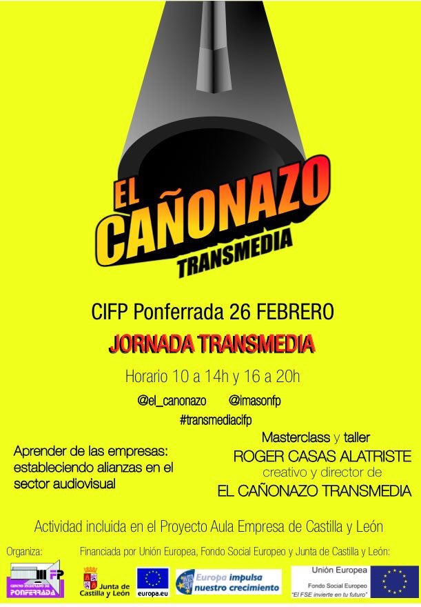 Jornada #TransmediaCIFP con @el_canonazo para alumn@s y #empresasFCT de #producciónAUDV #ProyectoAulaEmpresaCYL
