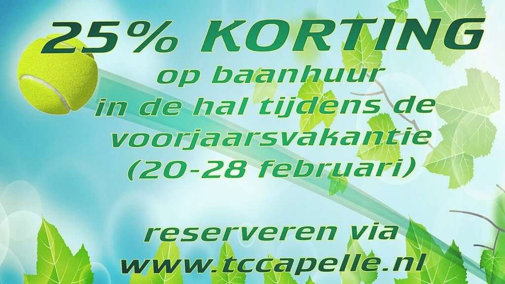 Wat een weer he! Kom lekker #binnen #tennissen met 25% korting in onze hal in #capelle bij <a href="/UitInCapelle/">Wereldstad Capelle</a>