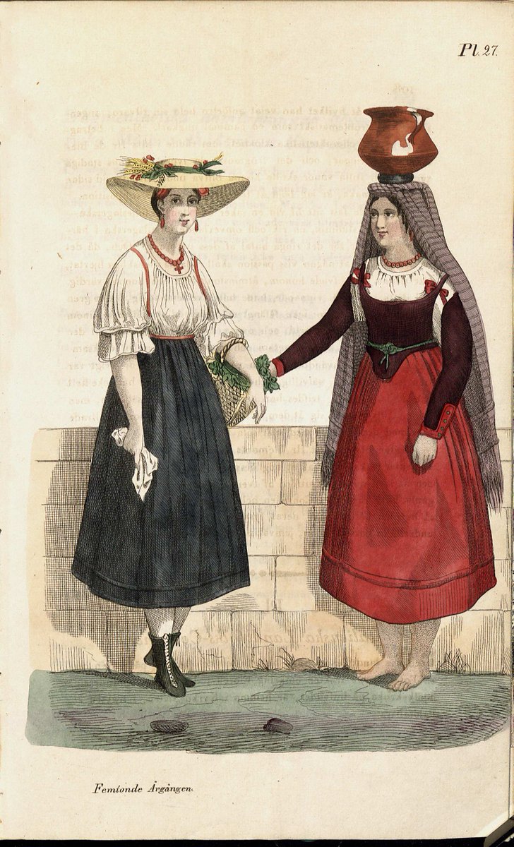 民族衣装bot 18年 スウェーデンの雑誌 Magasin For Konst Nyheter Och Moder に掲載された伝統的な衣装を身に着けたイタリアの女性の図版 T Co Xwudrlfeyp