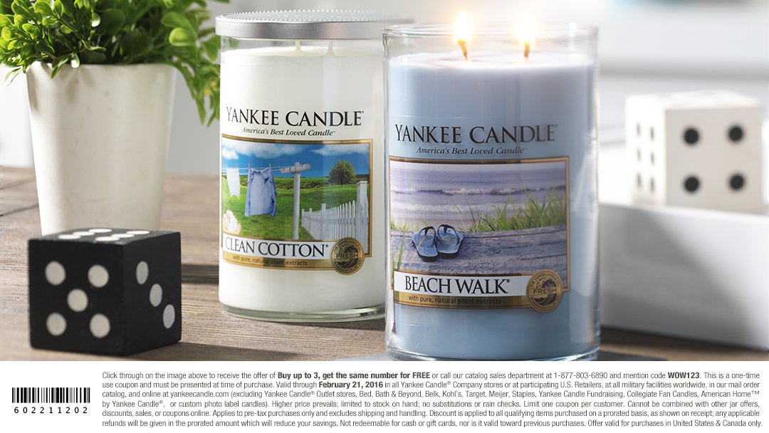 TheYankeeCandle's tweet photo. Buy up to 3 Large Candles + get the same number FREE! Show In-store or shop online: https://t.co/eS14aB8MvW WOW123 https://t.co/N3Ph0cJ7Wa