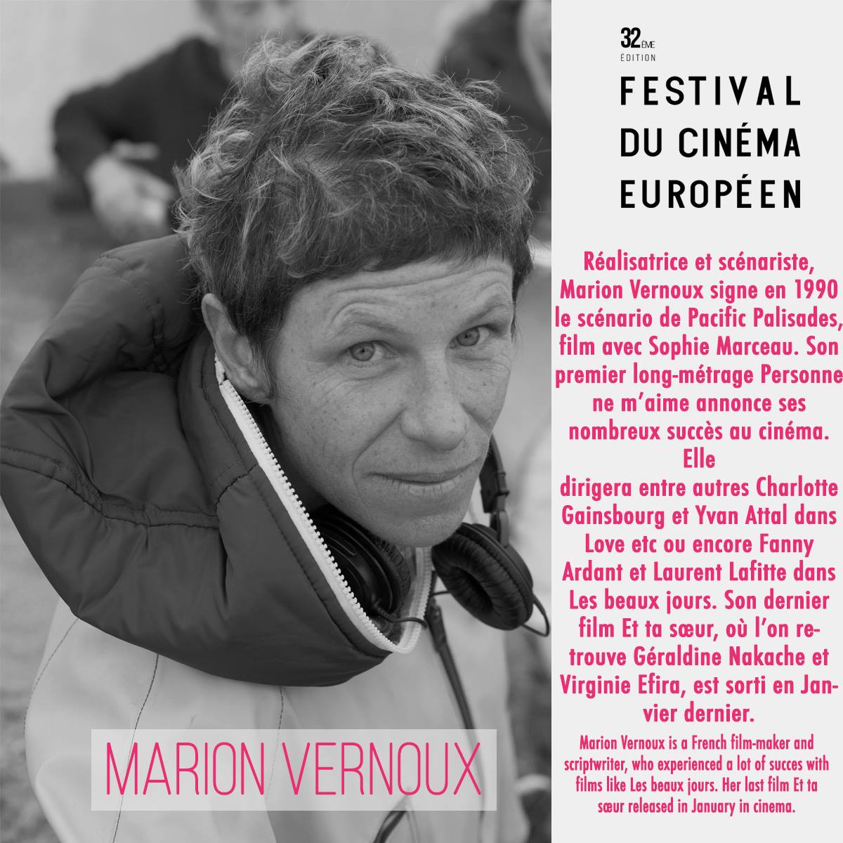 eurofilmfest's tweet photo. La réalisatrice Marion Vernoux nous fera l'honneur de juger la compétition officielle de la 32ème édition ! https://t.co/8D6LapmSAk