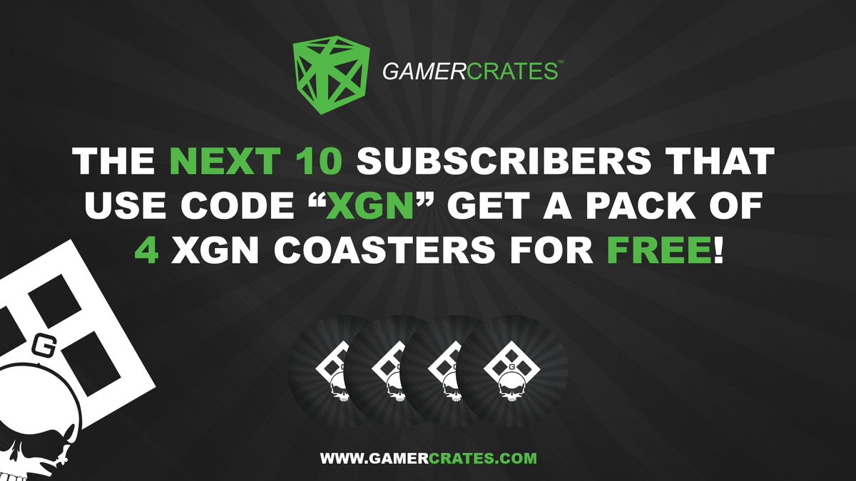 XGNOfficial's tweet image. The next 10 people that purchase a @GamerCrates subscription using code "XGN" gets a free set of XGN coasters!