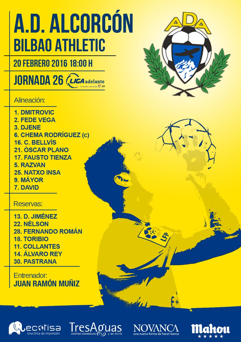 AlcorconBR's tweet photo. A nossa escalação para hoje contra o Bilbao B! 

#VamosAlcor https://t.co/qtH5ePqYYZ