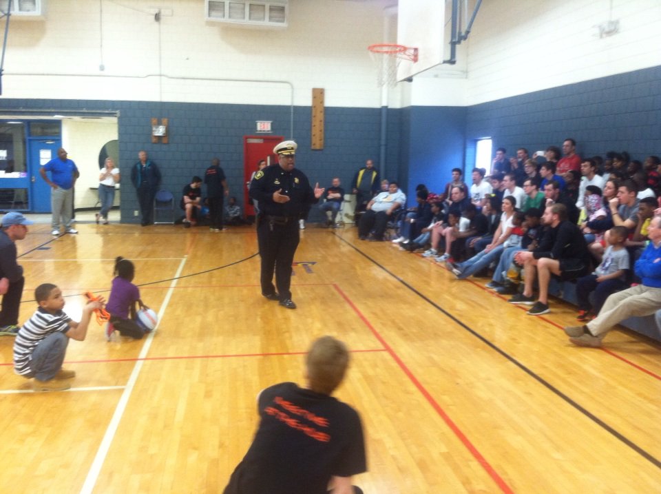 With Chief Elliot at the OTR Rec Ctr speaking to the youth