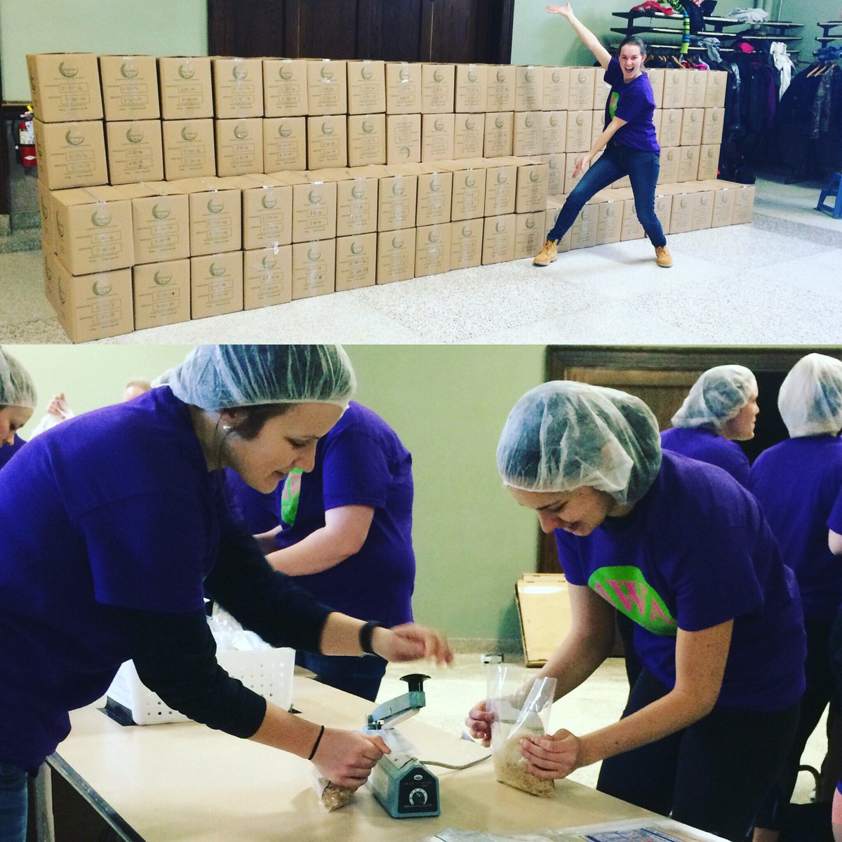 awa_uwmadison's tweet photo. 25,900 meals packaged in 1 hour and 15 minutes! #RallytoFightHunger #AWALove https://t.co/FXp2w61yus