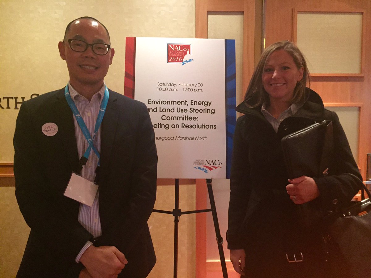 CSAC_Counties's tweet image. Vincent Gin, @OCGovCA Public Works, &amp;amp; CSAC's @CaraBMartinson prepare for #NACoLeg EELU Steering Committee Meeting.