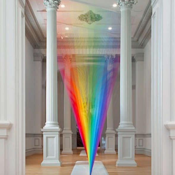 C6Life's tweet photo. Gabriel Dawe @gabrieldawe uses miles of thread and a giant needle to weave indoor rainbows. https://t.co/kzcCygGpJU