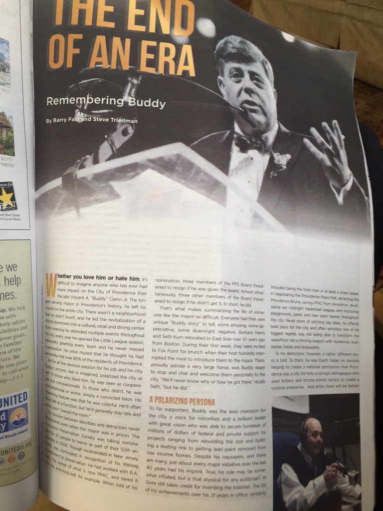 alliecoreyfox13's tweet photo. Really nice spread on #BuddyCianci in The East Side Monthly. @EastSideMonthly #RememberingBuddy #Legend @taramarieri https://t.co/Xp9V96ICBT