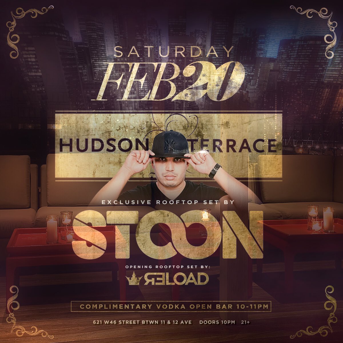 HudsonTerrace's tweet photo. TONIGHT - @djstoon brings the jams & we're giving you a FREE vodka open bar 10-11pm 🎉🍸#RooftopSaturdays https://t.co/izCsu4wdkW