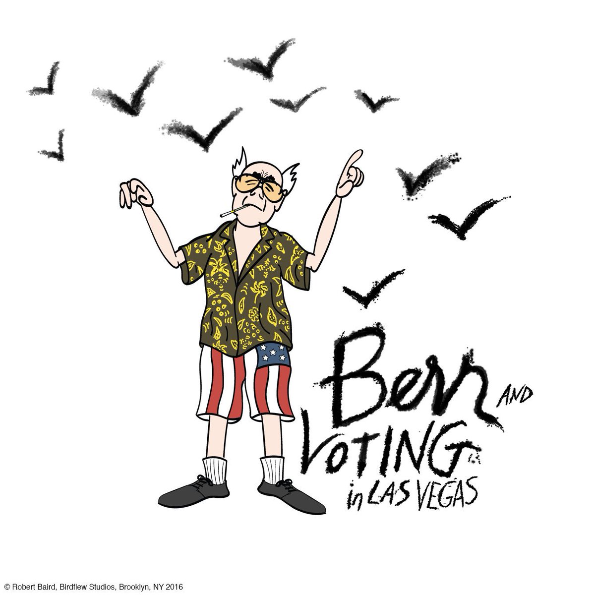 RobCBirdy's tweet photo. We can't stop here, this is bat country! #FeelTheBern and #voting #Nevadacaucus @SenSanders @SteadmanArt https://t.co/OljH5FHDqs