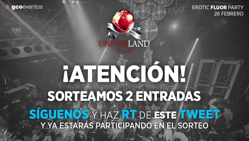 Univerland_'s tweet photo. ¡SORTEO 2 ENTRADAS, día 26FEB, EROTIC Fluor Party en TITOS! El último día para participar es el próximo JUEVES 25 https://t.co/wOK83Pelqy