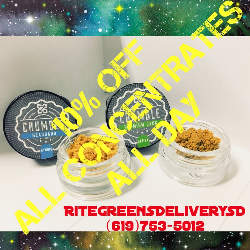 RiteGreensSD's tweet photo. #goodmorning #sandiego #allday 10% off #concentrates #zlixir #crumble #ritegreensdeliverysd 1am (619)753-5012 https://t.co/gAfGQNKEhQ