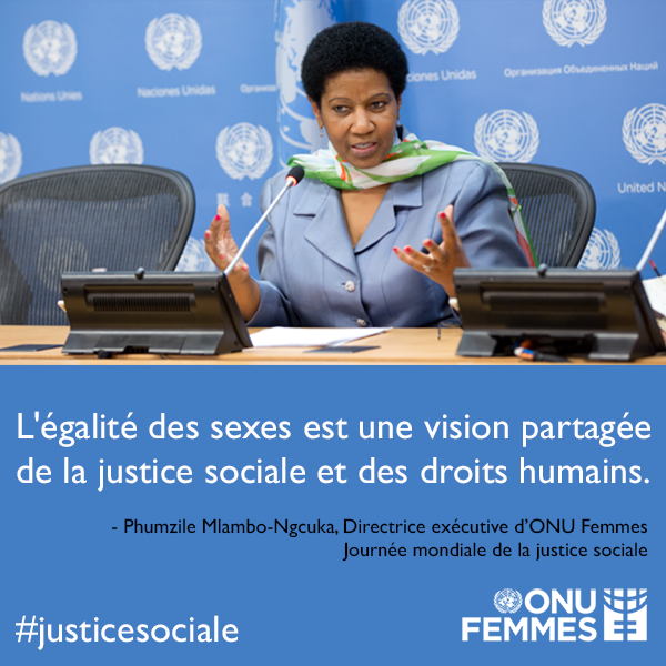 ONUFemmes's tweet photo. Ajd est Journée mondiale de #justicesociale!Promouvoir égalité d sexes&amp;droits humains c’est défendre justice sociale https://t.co/gS9V69do5A