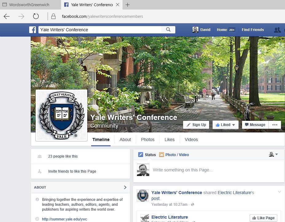 WordsworthGreen's tweet photo. Check out the Yale Writers' Conference Facebook Page: https://t.co/AzAu1pHAQ8 https://t.co/inF8m33lGc