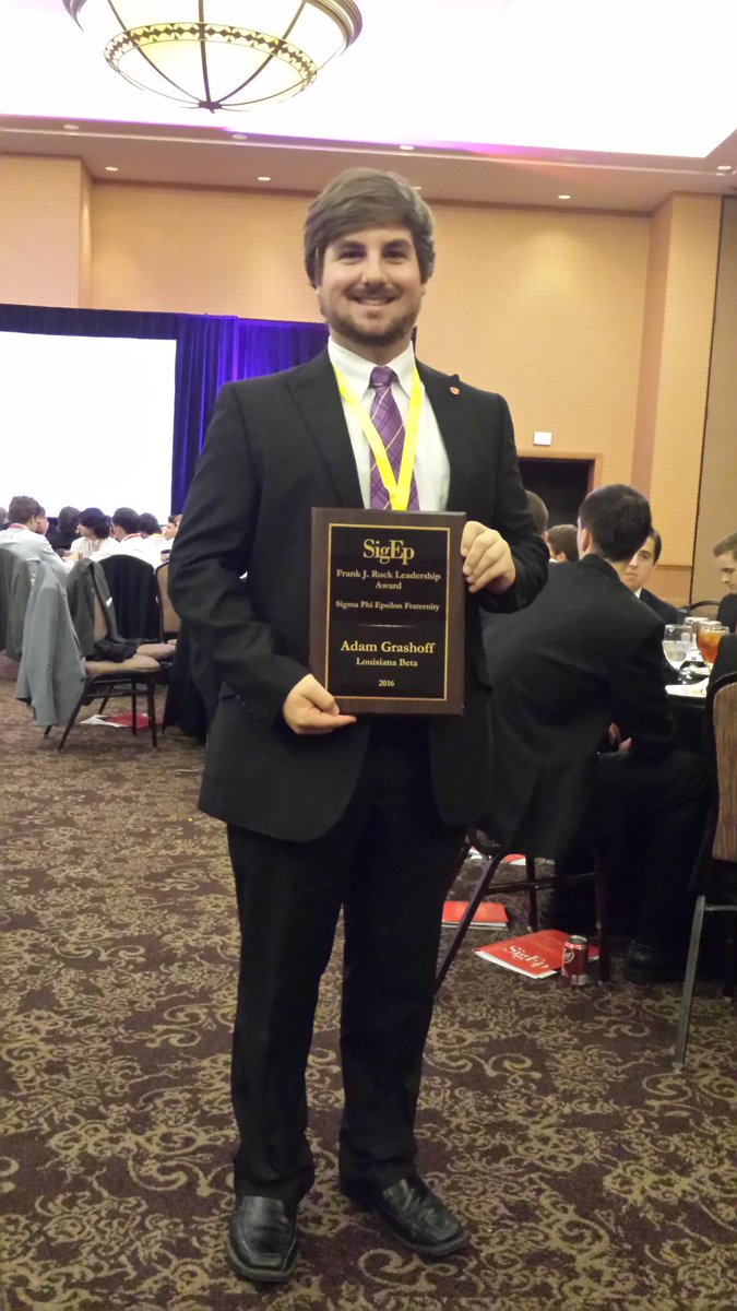 SigEpDG's tweet photo. Congrats to @lsu Brother Adam Grashoff on the Frank J. Ruck Leadership Award. #LABeta #OKCityCarlson @officialsigep https://t.co/vUNDgsCgS6