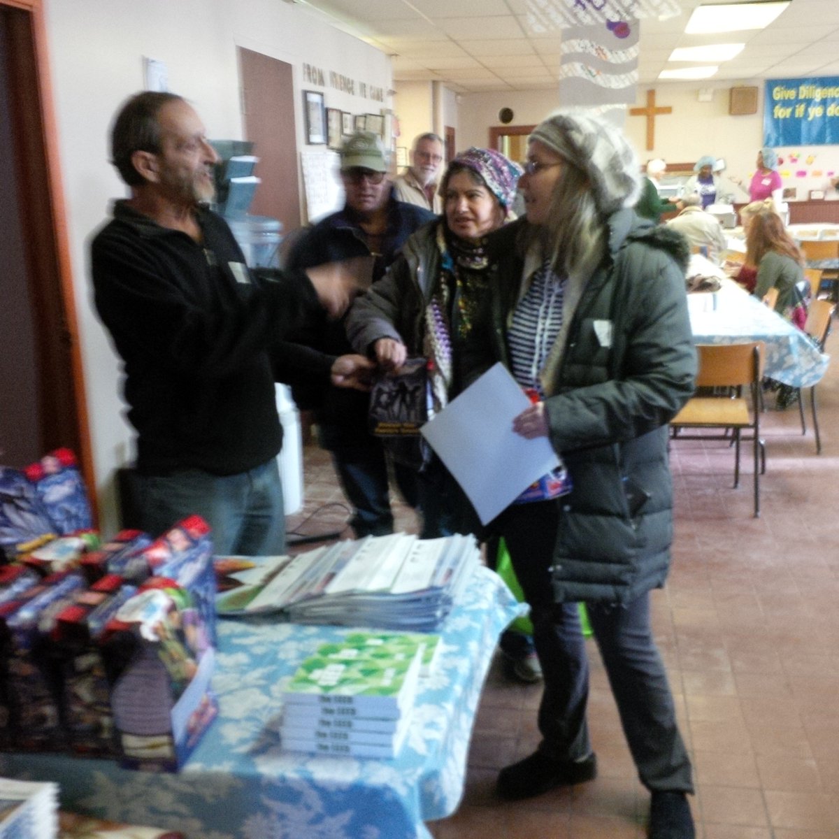 Our neighbours enjoyed receiving The Seed Bibles from <a href="/CanadianBible/">CanadianBibleSociety</a> as the left our breakfast today #Bible #caring