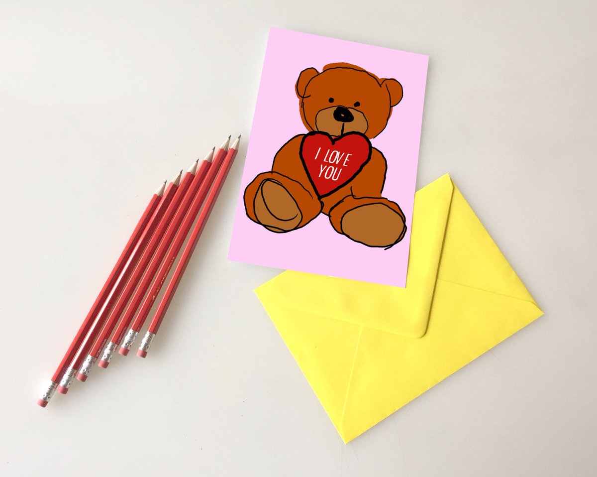 Cute Valentines Card, anniversary card, I love you card, teddy bear dr… etsy.com/listing/245033… #Etsy #TeddyBearCard