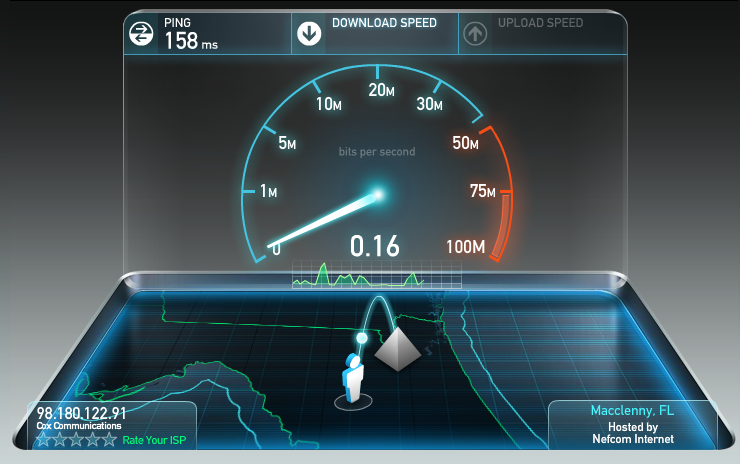 BatSquirrel's tweet photo. So slow, a speediest can't even finish. I pay over $70 a month for this. @CoxComm @CoxHelp https://t.co/S1R41UDbBD