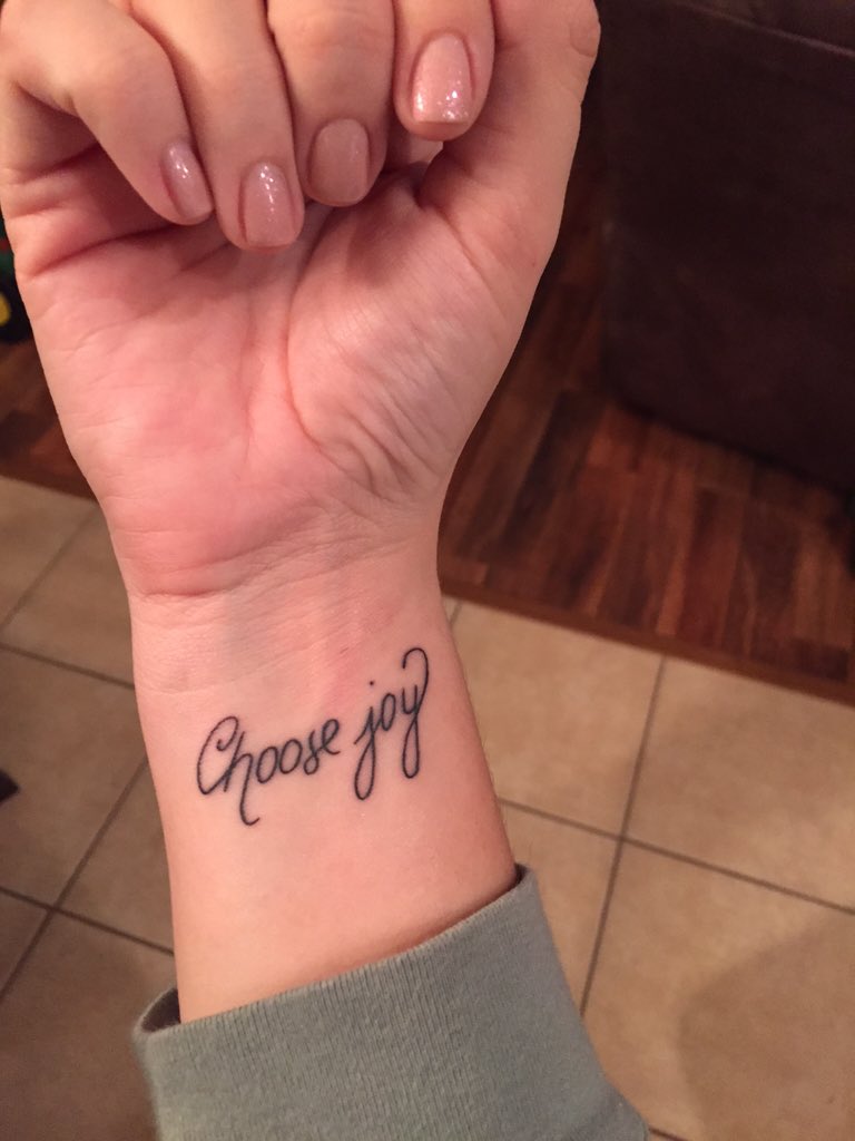 AshleeEhret's tweet photo. Got this today Only tattoo ill ever get Choose joy An amazing message that means so much to me Thanks @mrBobbyBones https://t.co/VEiChPq4Lx