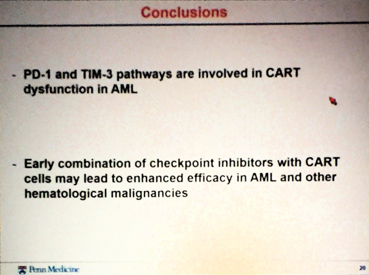 marrow's tweet photo. Kenderian concludes with conclusion that checkpoint inhibitors combined with CAR T cells is logical.  #BMTTandem16 https://t.co/vWNZVirtyk