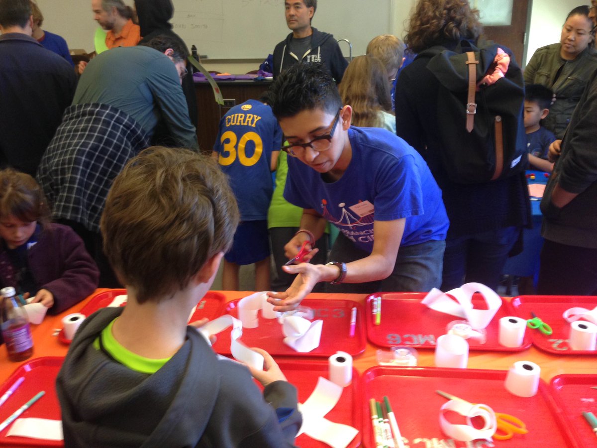 PaulAZeitz's tweet photo. Topology in action at #sfmathcircle fundraiser! https://t.co/eF1codEP6F