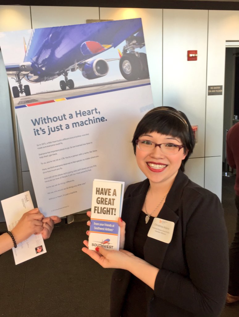 AAAJ_Chicago's tweet photo. Congratulations Christina! Enjoy your flight on @SouthwestAir! #AALF2016 @NQAPIA https://t.co/sDT4P2wSJ0
