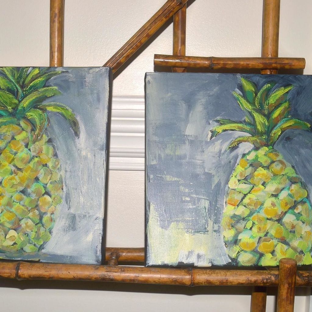 pamwingardart's tweet photo. A pair of pineapple. Or is it pineapples? #artlicensingshow #pamwingard #barefootstudios https://t.co/QoJUSHNbcU