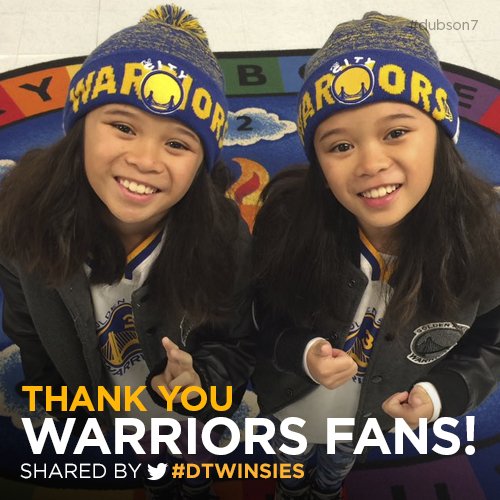 abc7newsbayarea's tweet photo. Thanks to #Warriors fans #DTWINSIES for sharing this fun pic! Tag yours #DubsOn7 and we may show online or on TV! https://t.co/4aUDR8w6ir
