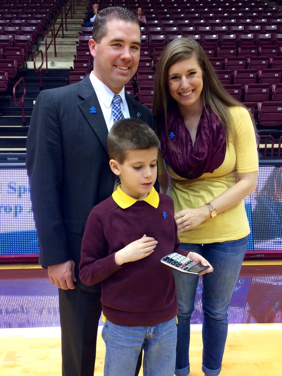 ICYMI - Nick McDevitt &amp; @UNCAbasketball staff wore <a href="/autismspeaks/">autism speaks</a> pins today. Here's Coach w Meaghan Pawley postgame.