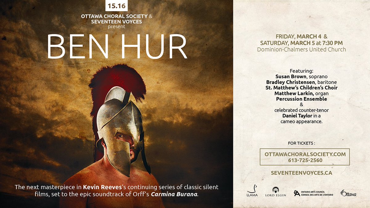 The silent classic 'Ben Hur' (1926) is happening in two weeks:  #Carmina, #Choral, #movie   ottawachoralsociety.com/Ben-Hur
