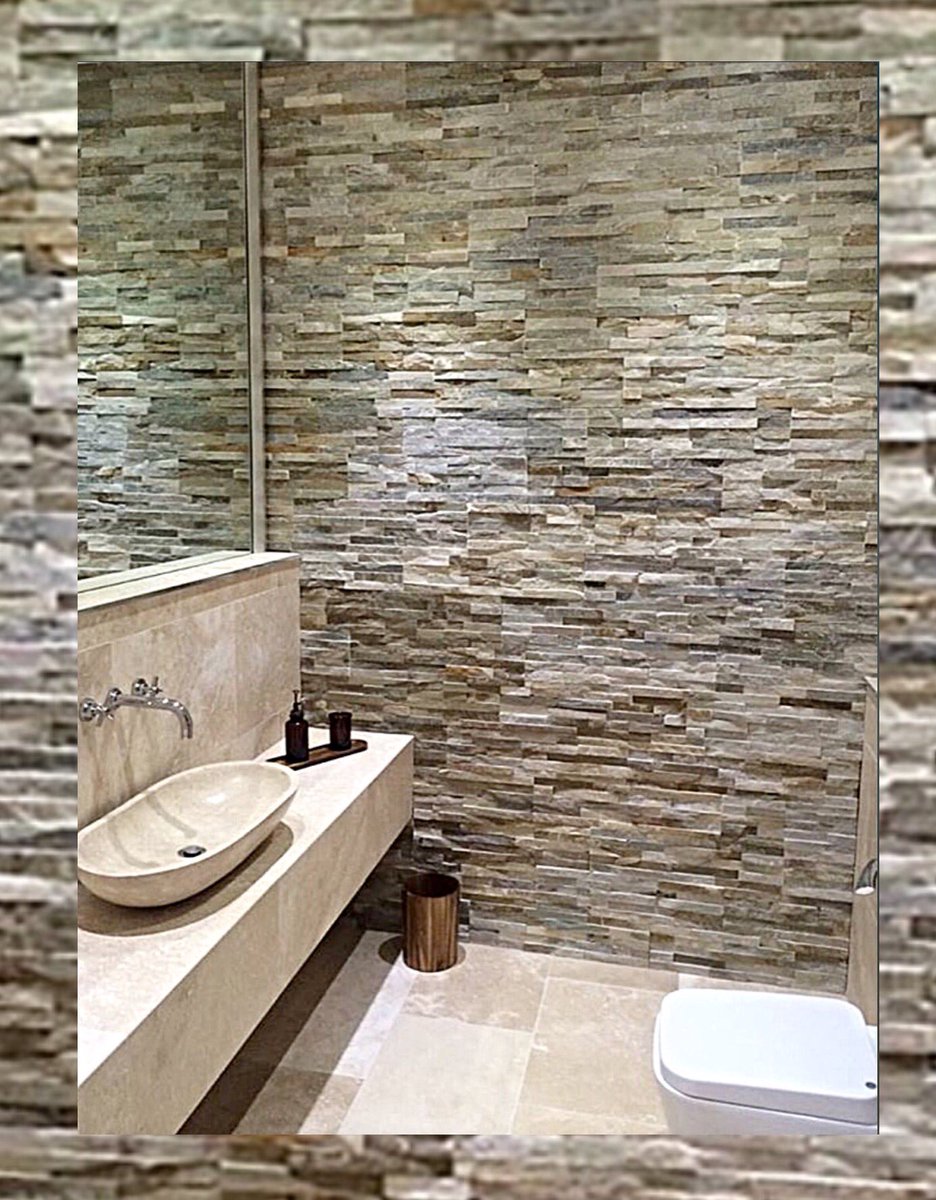 3r_group's tweet photo. #3RGroup #SplitSlate feature wall reflected in a completely mirrored wall complimented by a #StoneBasin #bathroom https://t.co/FzhqL7P6lW