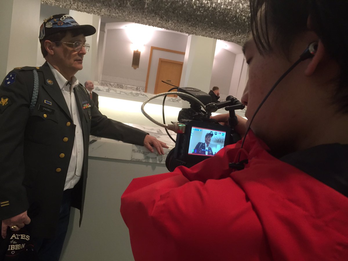 KMFdoc's tweet image. #Filming at #nationalveteransmuseum's #aboveandbeyond #exhibit this morning w/ Mr. Spagnoli.